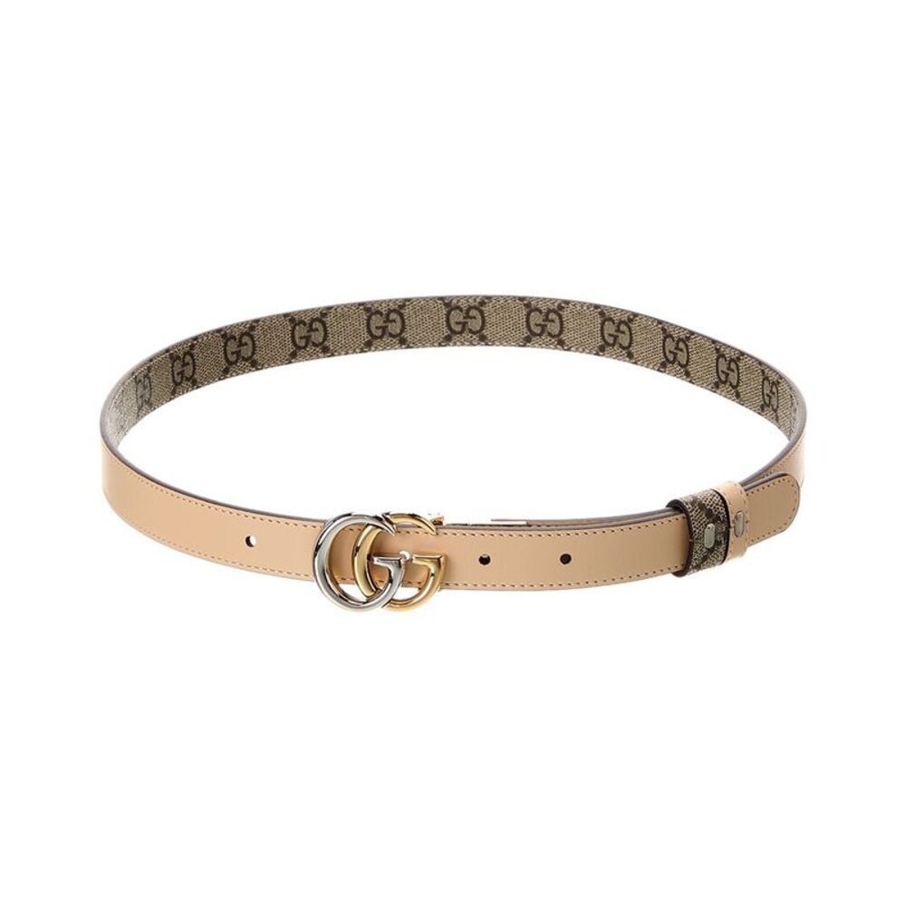 Gucci Gg Marmont Thin Leather Belt, Beige - Picture 2 of 4